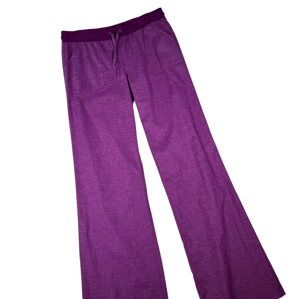 Prana Mantras Pants Women Medium Purple Hemp Blend Wide Leg W4MANT115 Yoga Boho